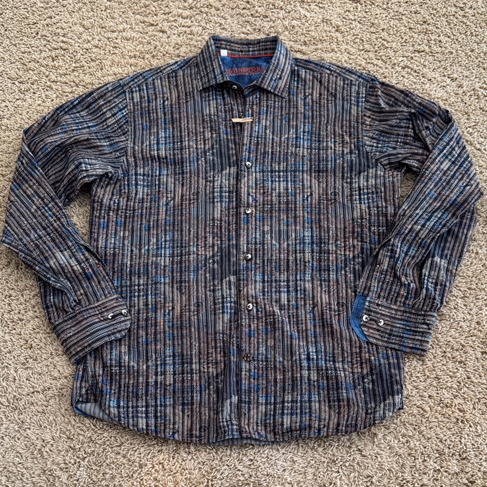 Luchiano Visconti (for Mainstream) Cotton Graphic Button-Down Long Sleeved, sz M